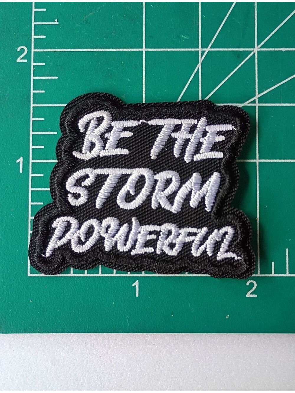 🌻 Black & White 'Be the Storm Powerful' Embroidered Wall Patch